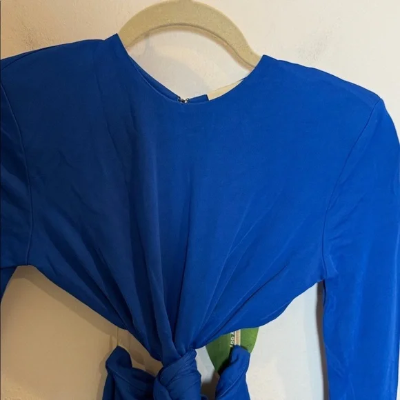 FARM RIO Blue Knot Cut-Out long sleeve dress xxs nwt - Picture 3 of 6